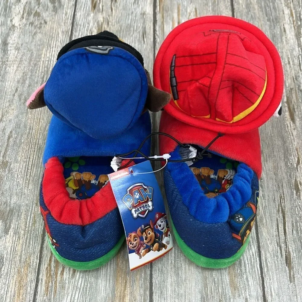 Baby Toddler Boy Plaid & Aline Paw Patrol Plush Slippers Shoes 2-Pack Size 7-8